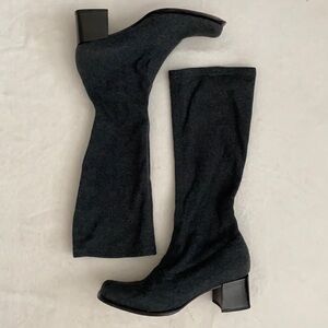 {VTG} Sesto Meucci | Pull On Chunky Heel Square Toe Stretch Sock Boots Gray (8)